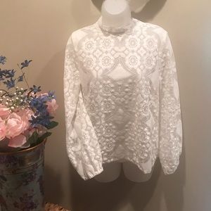 White long sleeve lace top size medium